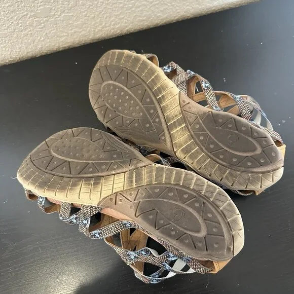 Baretraps Samina Women’s Gladiator Sandals Size 8 Tan And Blue Shoes Strappy Zip - Picture 7 of 8